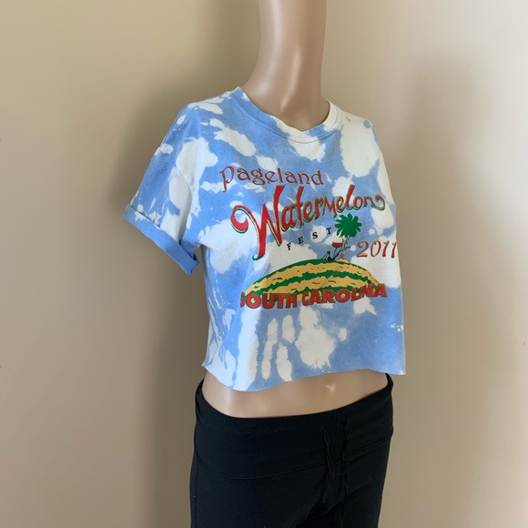 Custom Dyed Watermelon Fest Cropped Tee Small - Picture 5 of 12